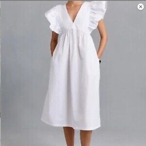 Anthropologie white dress size medium, midi length.